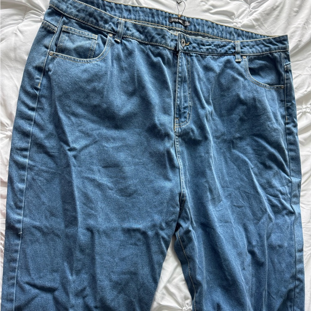 Boohoo Plus Blue Relaxed Fit Jeans